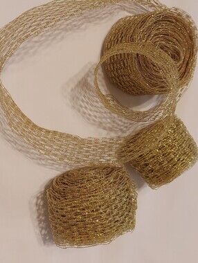 New Sullivans Gold Decorative Metallic Ribbon - Open Mesh - Shapable - 23 Yds